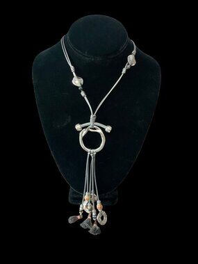 Silver Tone Tassel Statement Necklace